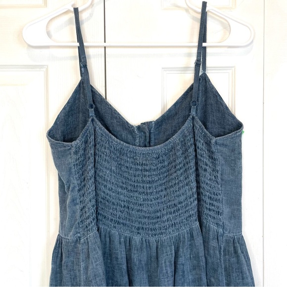 Francesca Bettini Spaghetti Strap Gathered Jean Dress Large Blue - Picture 5 of 7